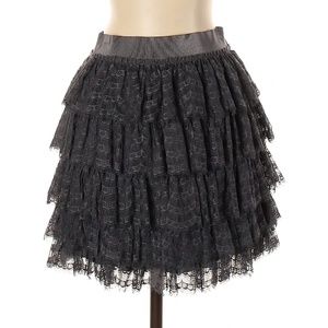 J. Crew Gray Ruffled Lace Casual Skirt